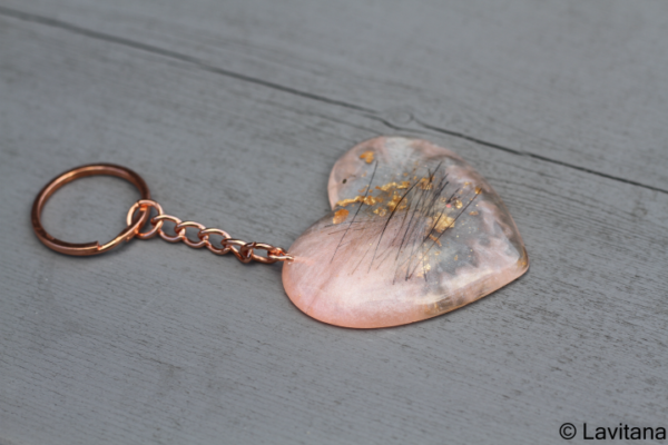 Epoxy sleutelhanger hart rosé